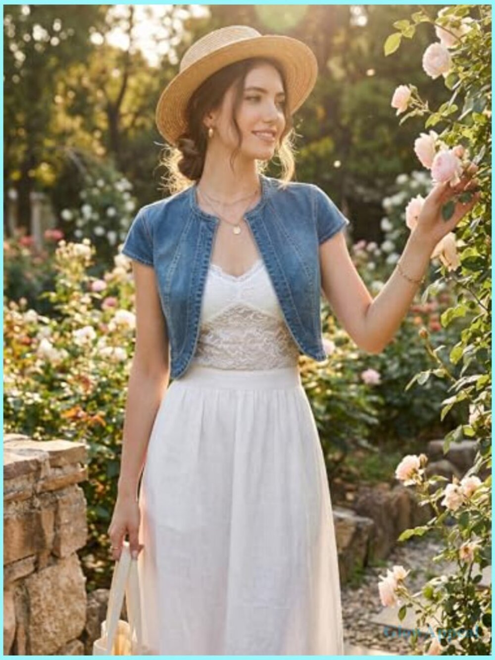 Women's Cropped Denim Jacket Short Sleeve Slim Fit Casual Summer Blazer - Picture 2 of 7